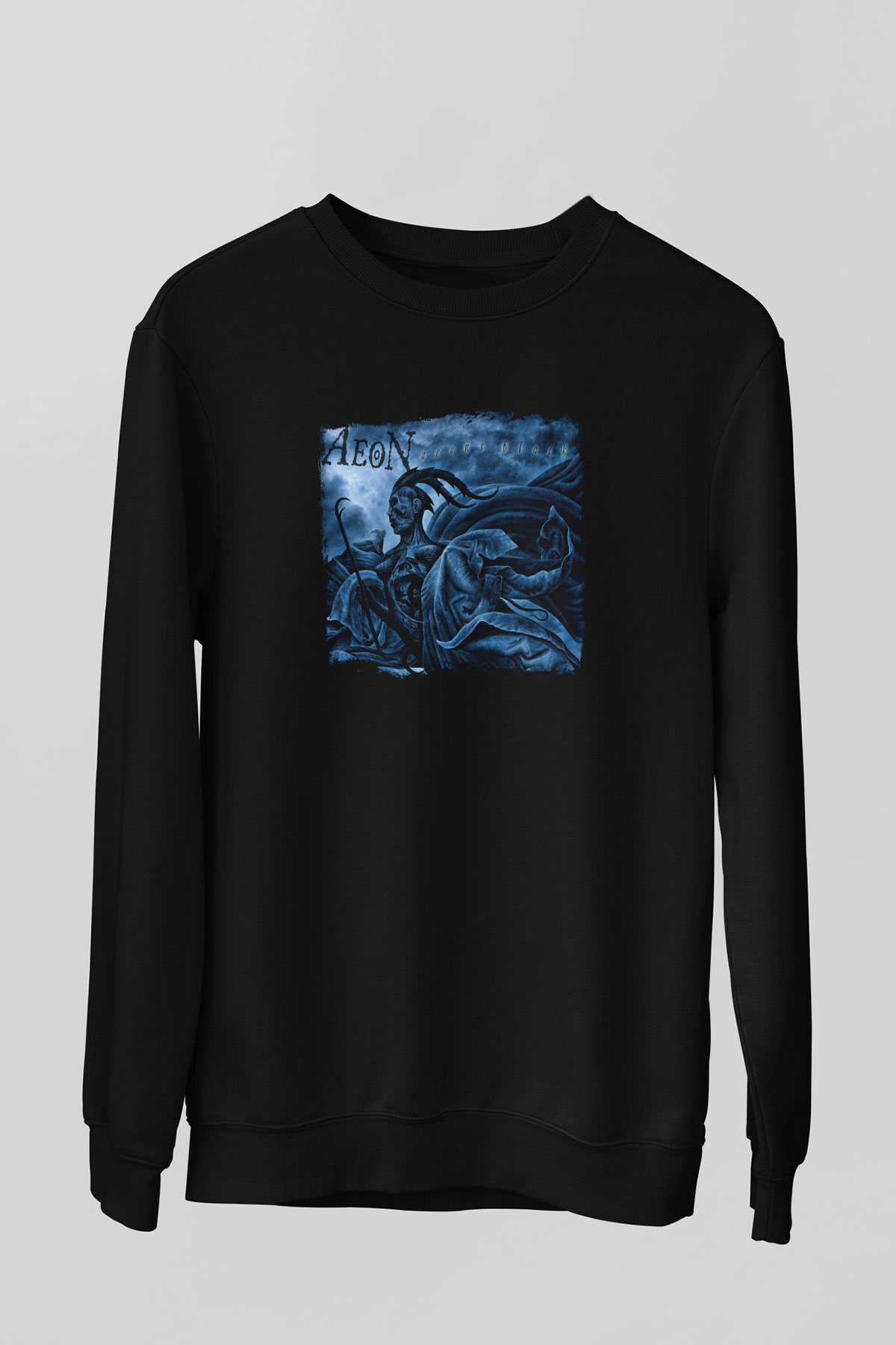 Aeon Baskılı Unisex Siyah Sweatshirt
