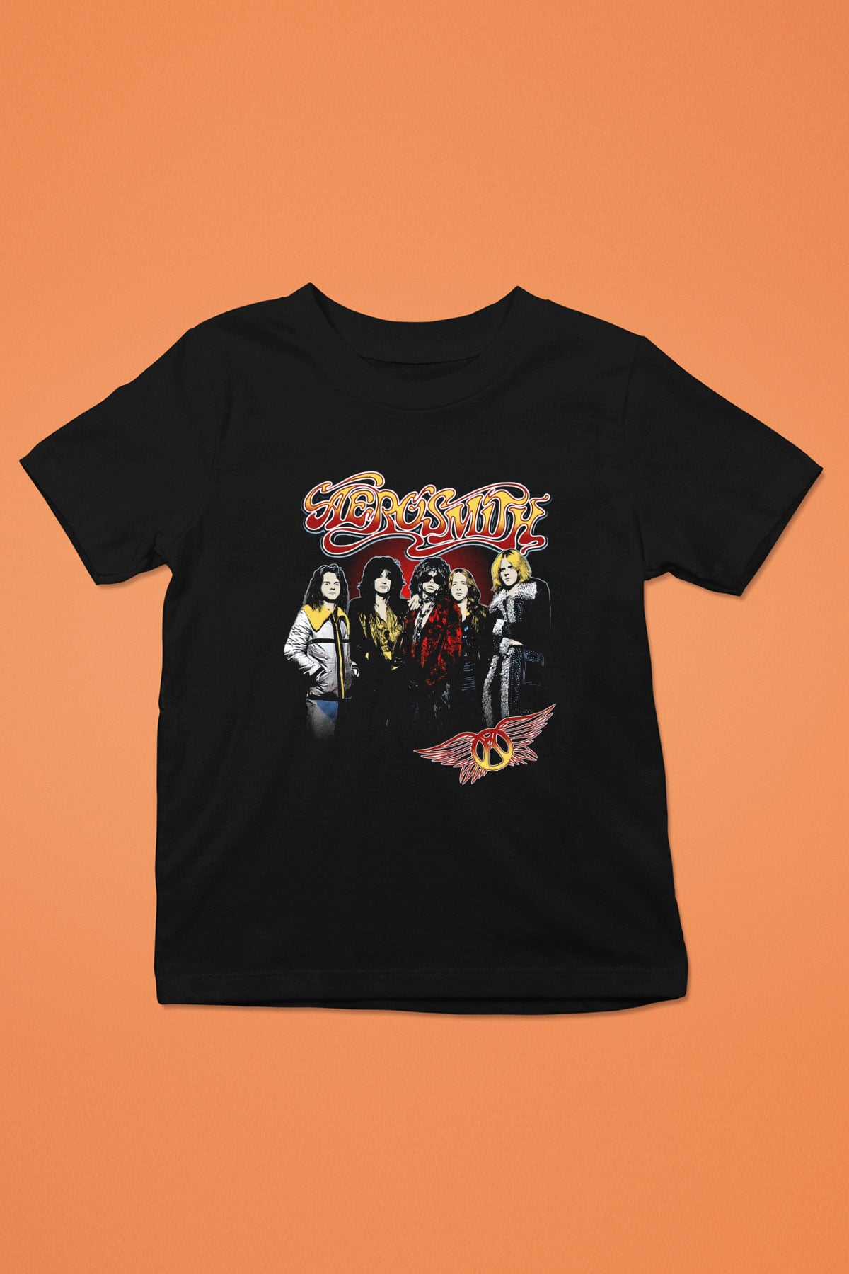 Aerosmith Baskılı Siyah Unisex Çocuk Tişört