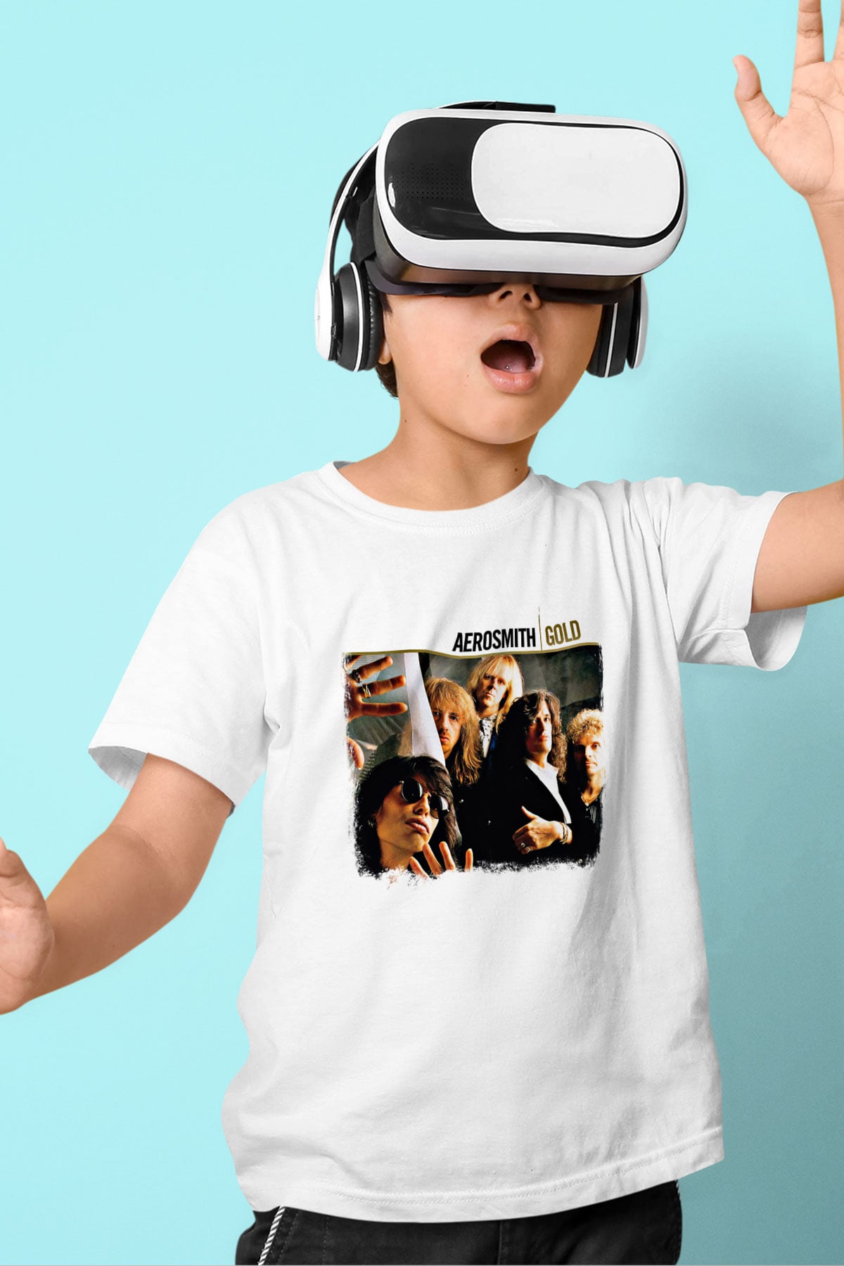 Aerosmith Baskılı Unisex Beyaz Çocuk Tişört