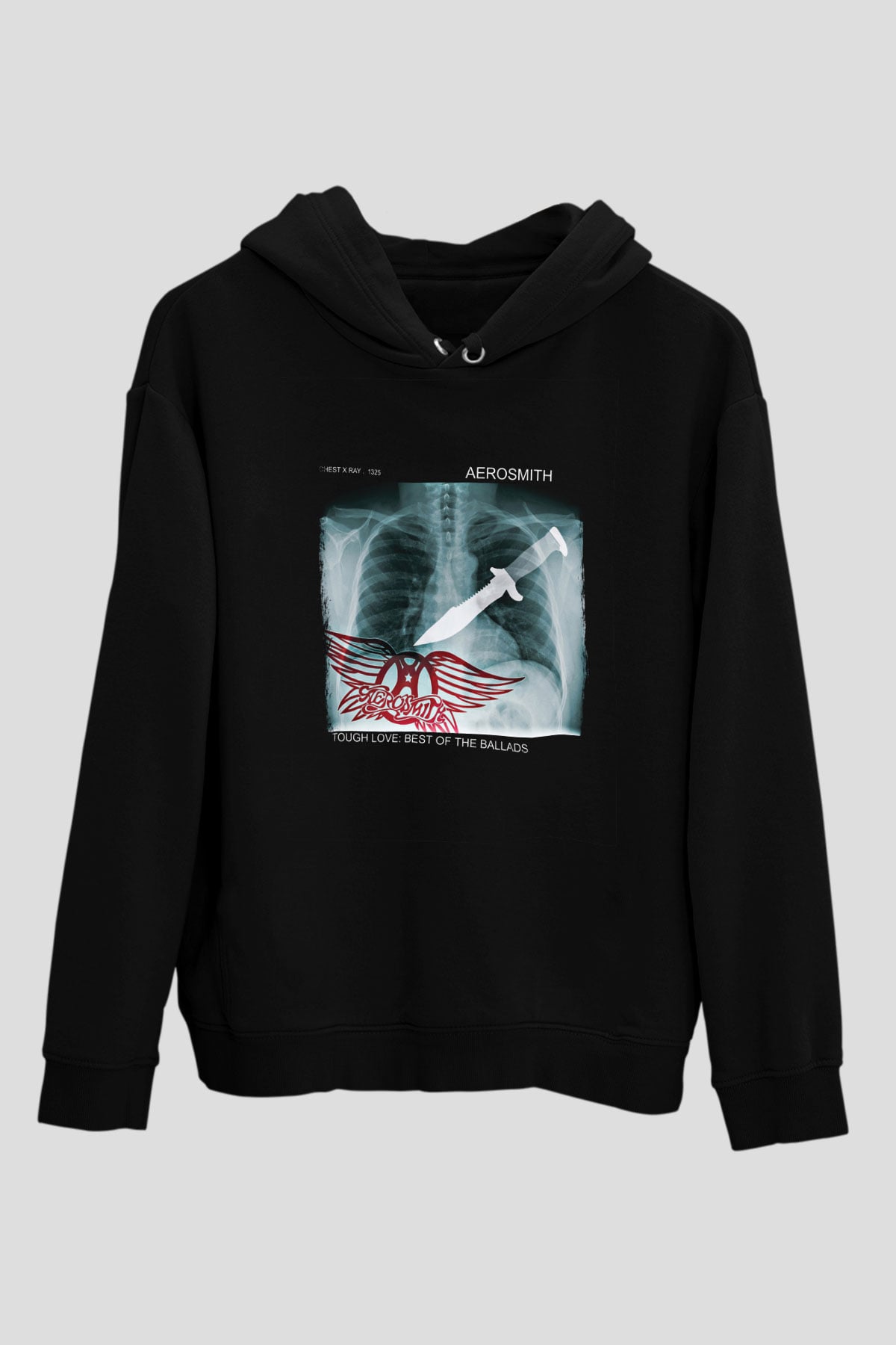 Aerosmith Baskılı Unisex Siyah Hoodie