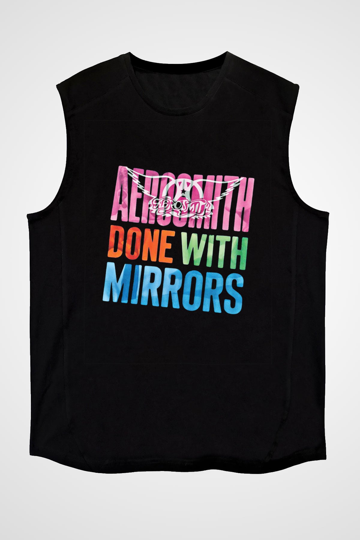 Aerosmith Baskılı Unisex Siyah Kolsuz Tişört