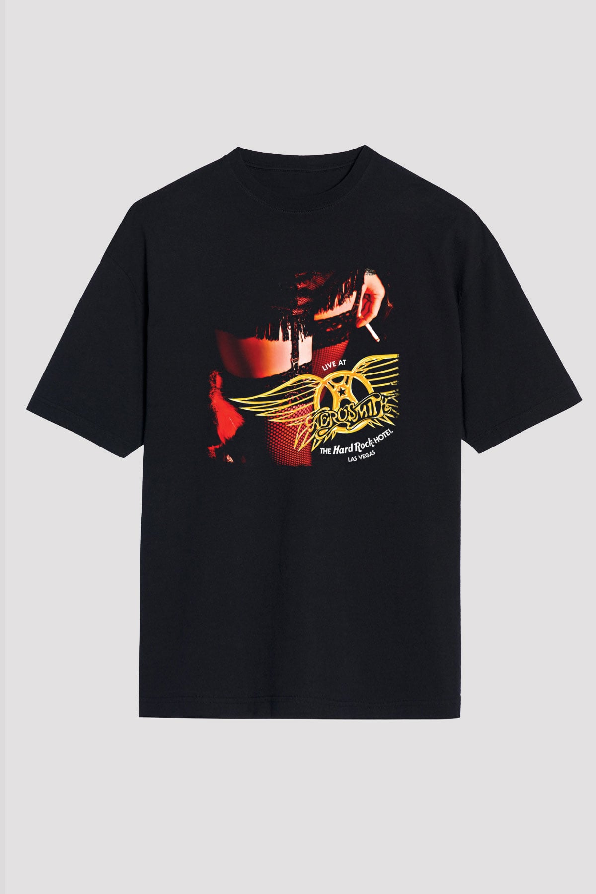 Aerosmith Baskılı Unisex Siyah Oversize Tişört