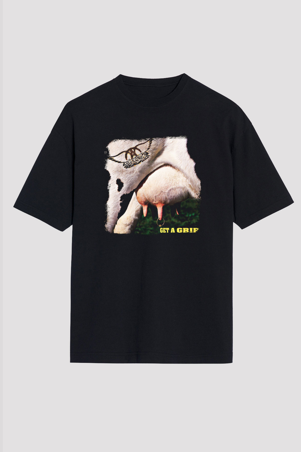 Aerosmith Baskılı Unisex Siyah Oversize Tişört