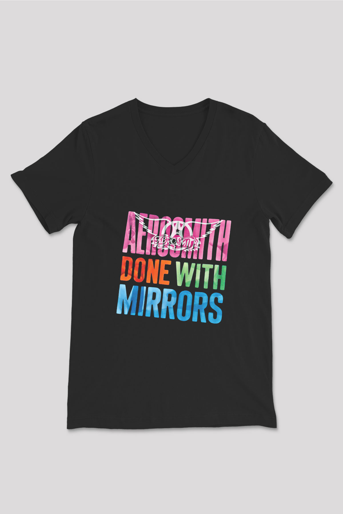 Aerosmith Baskılı Unisex Siyah V Yaka Tişört