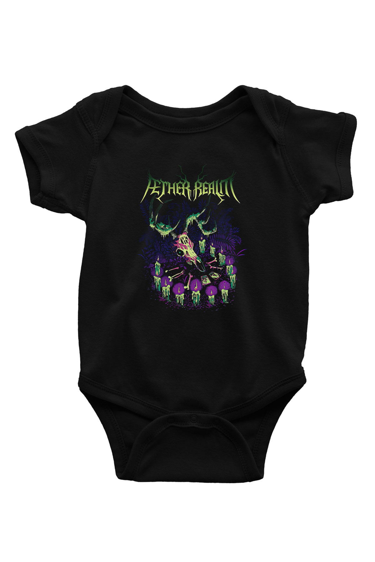 Aether Realm Baskılı Unisex Siyah Bebek Body - Zıbın