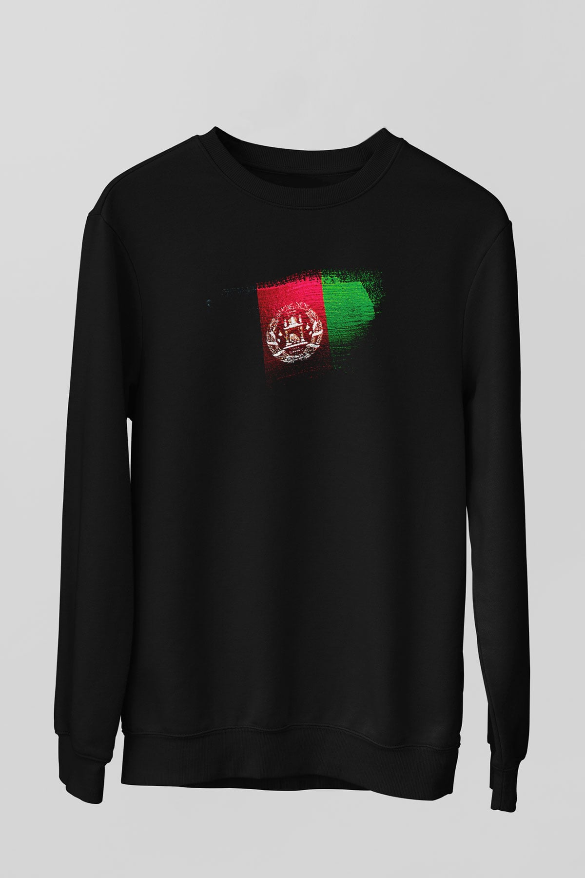 Afganistan - Afghanistan Bayrağı Baskılı Unisex Siyah Sweatshirt
