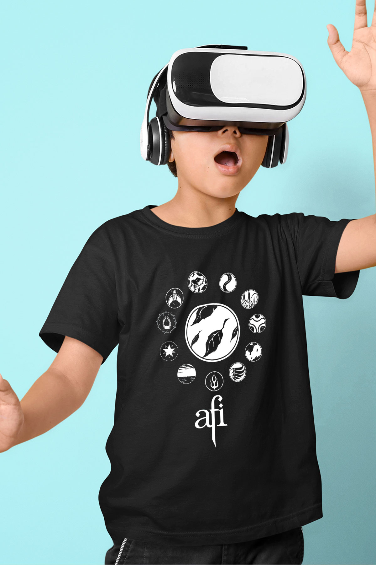 Afi Baskılı Siyah Unisex Çocuk Tişört