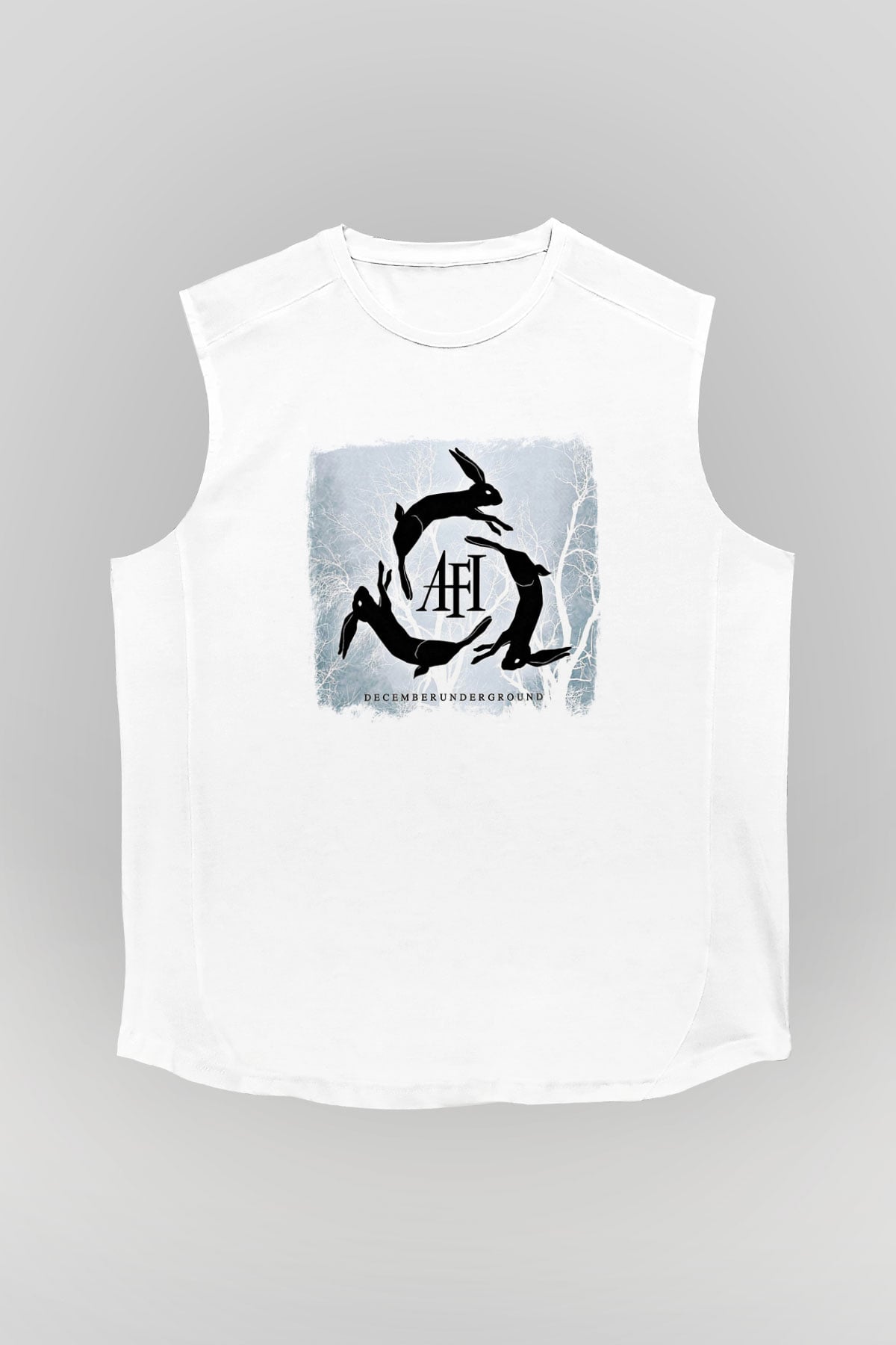 Afi Baskılı Unisex Beyaz Kolsuz Tişört