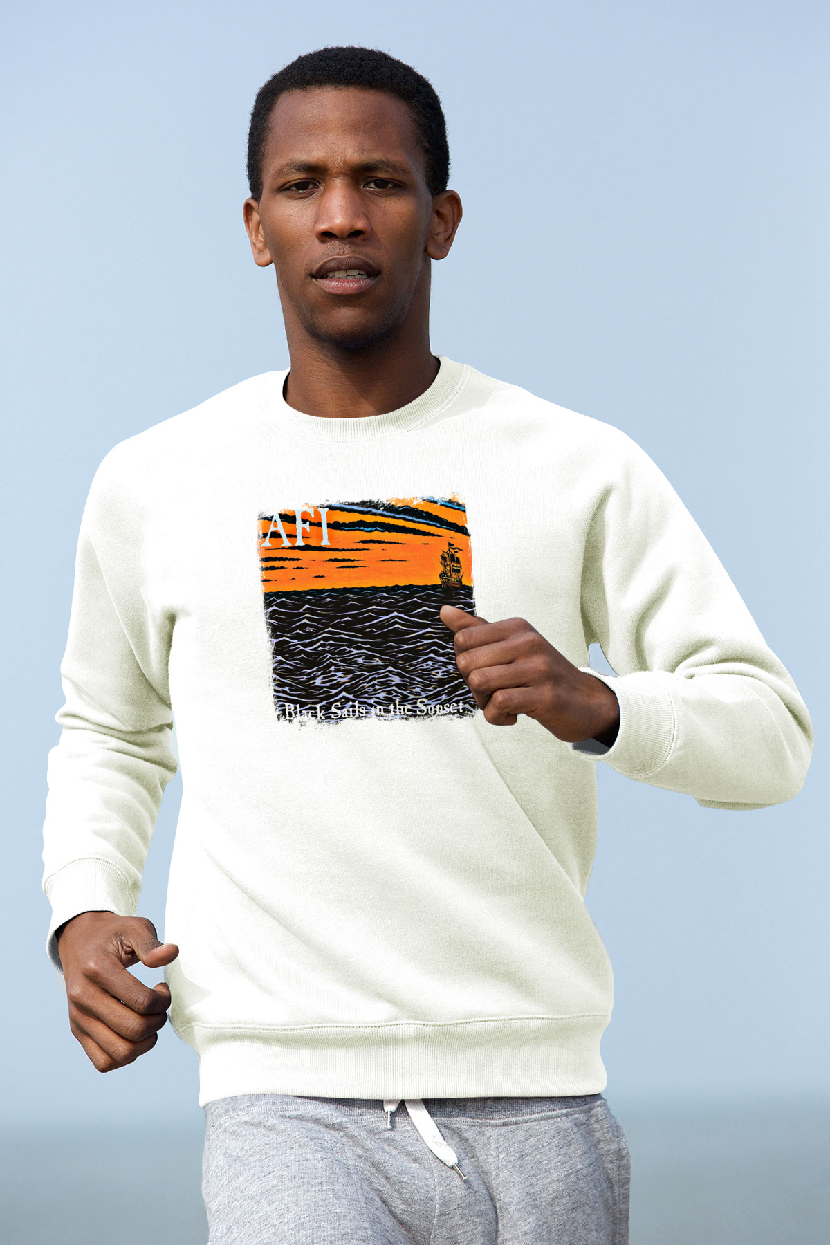 Afi Baskılı Unisex Beyaz Sweatshirt