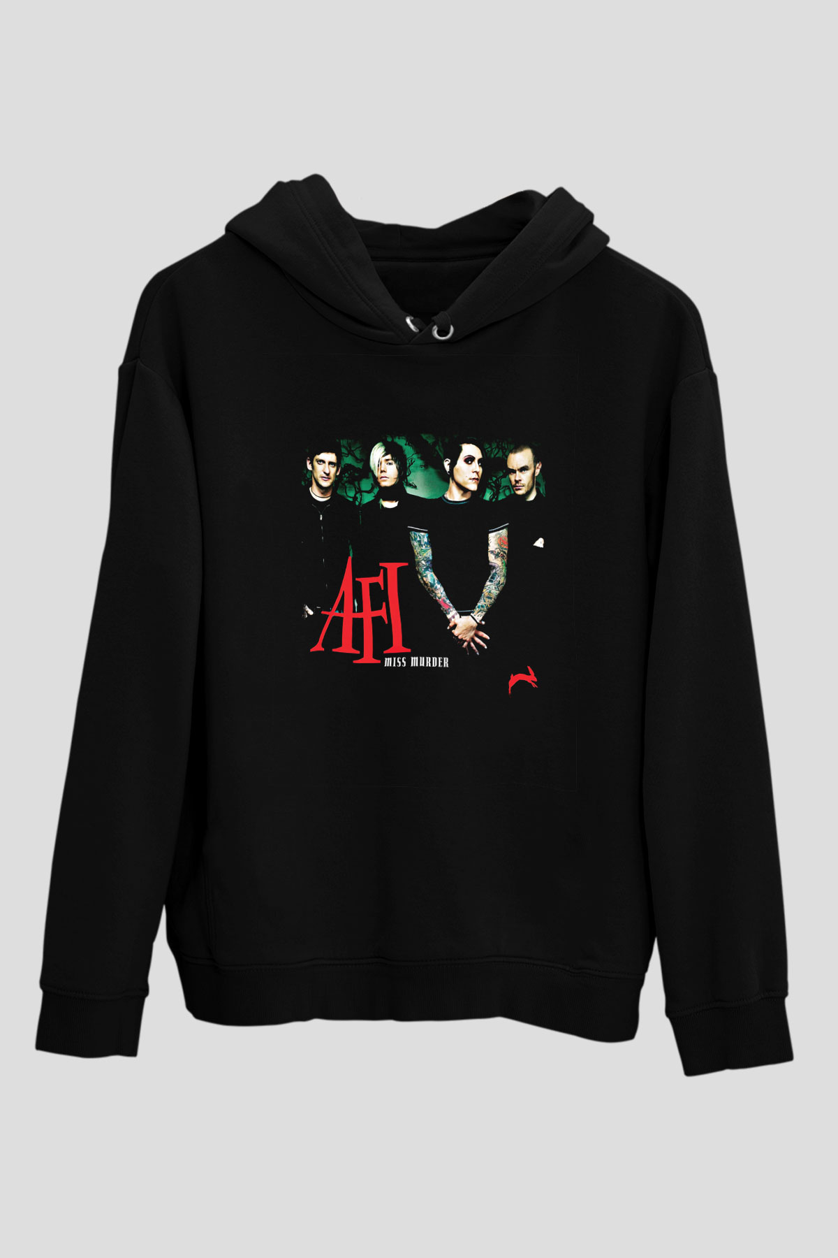 Afi Baskılı Unisex Siyah Hoodie