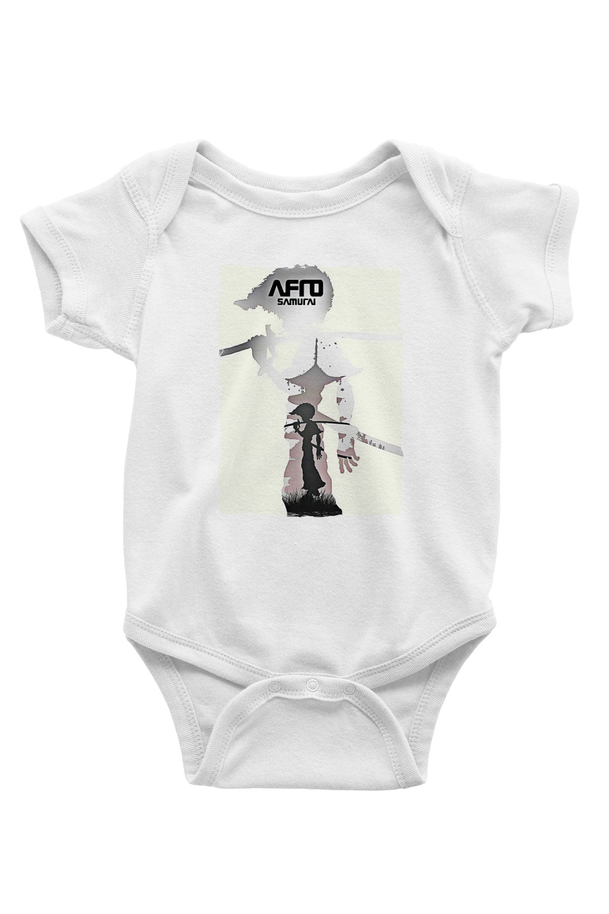 Afro Samurai Baskılı Beyaz Unisex Bebek Body - Zıbın