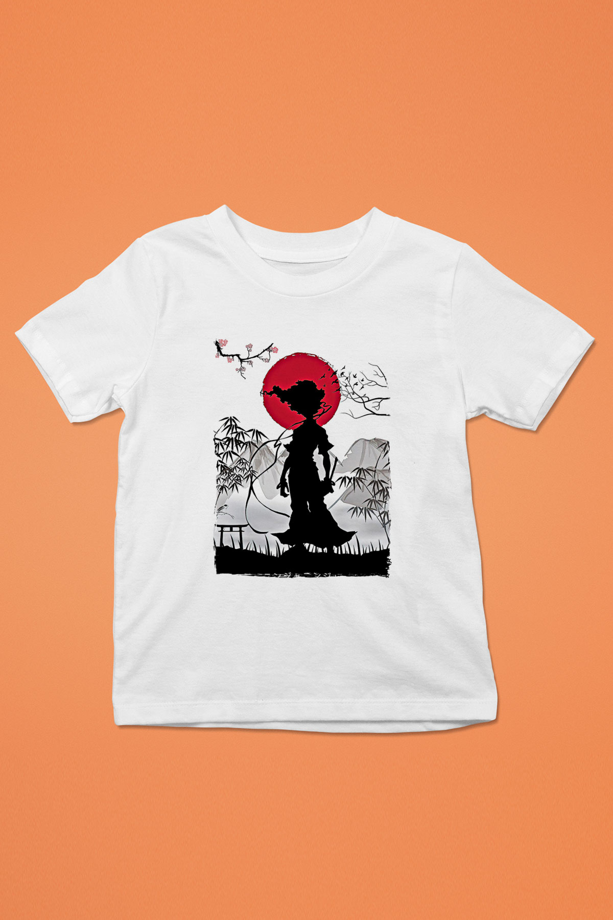 Afro Samurai Baskılı Beyaz Unisex Beyaz Çocuk Tişört - Tshirt
