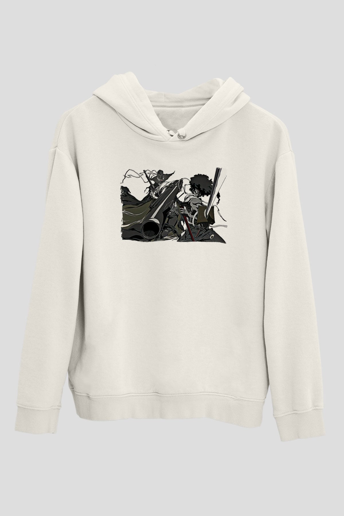 Afro Samurai Baskılı Beyaz Unisex Hoodie