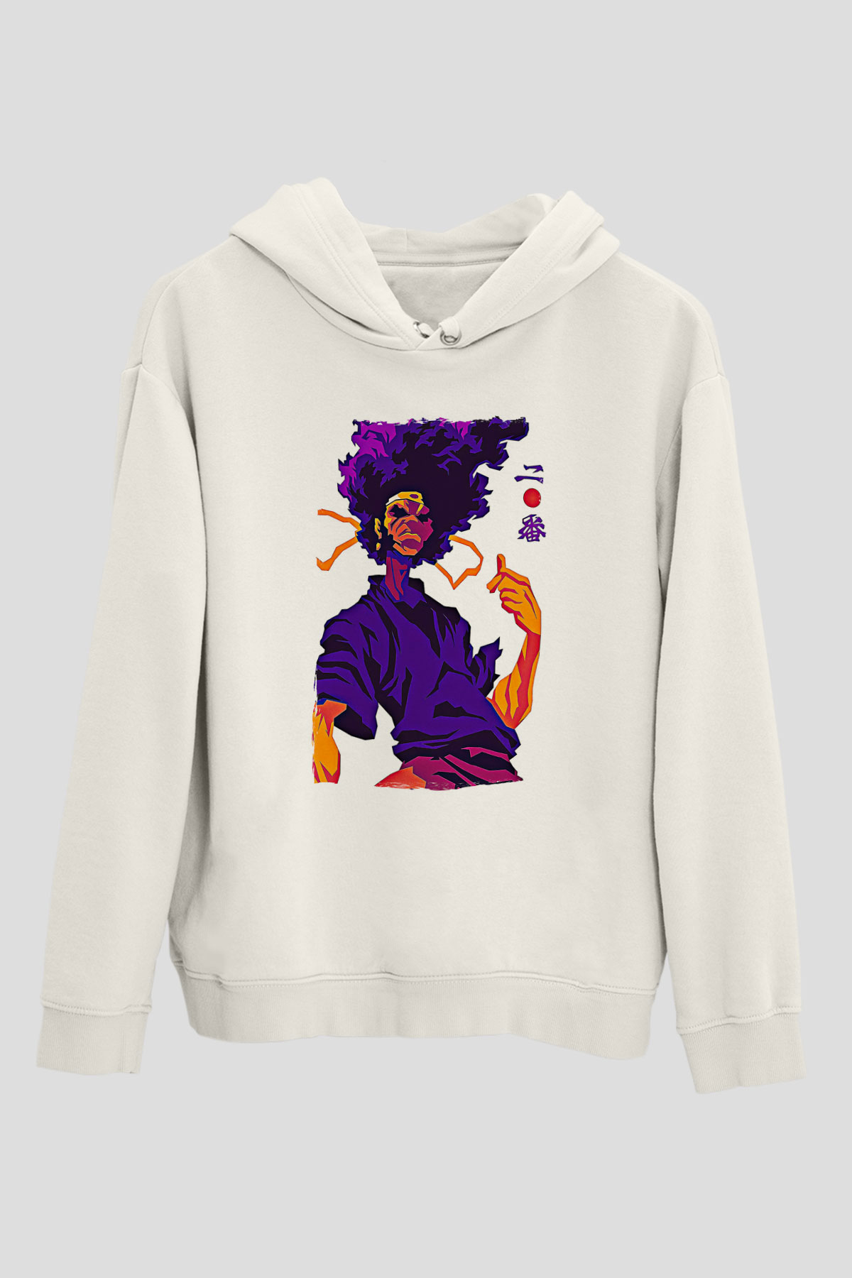 Afro Samurai Baskılı Beyaz Unisex Hoodie