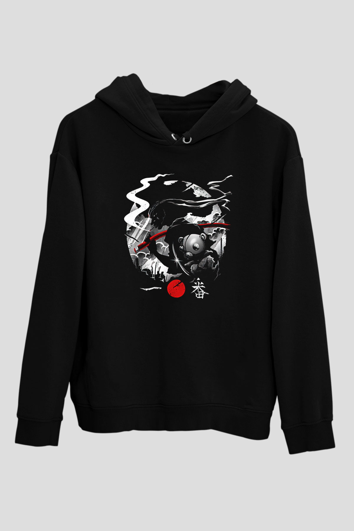 Afro Samurai Baskılı Unisex Siyah Hoodie