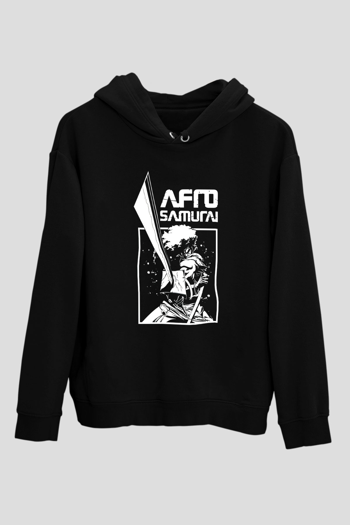Afro Samurai Baskılı Unisex Siyah Hoodie