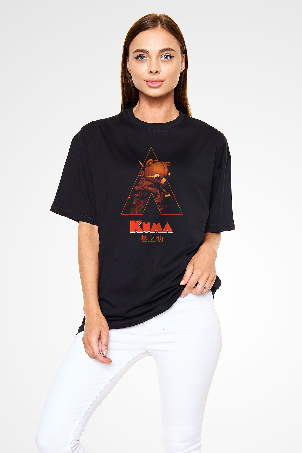 Afro Samurai Baskılı Unisex Siyah Oversize Tişört - Tshirt