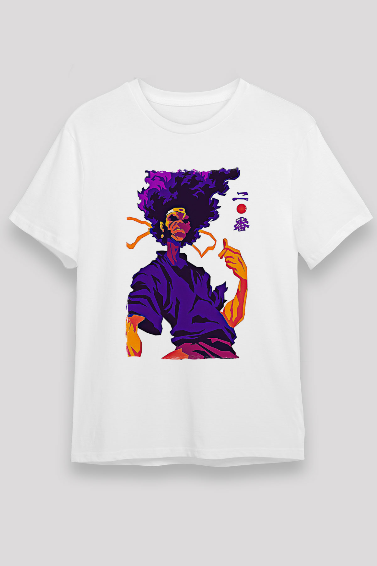 Afro Samurai Unisex Baskılı Beyaz Tişört - Tshirt