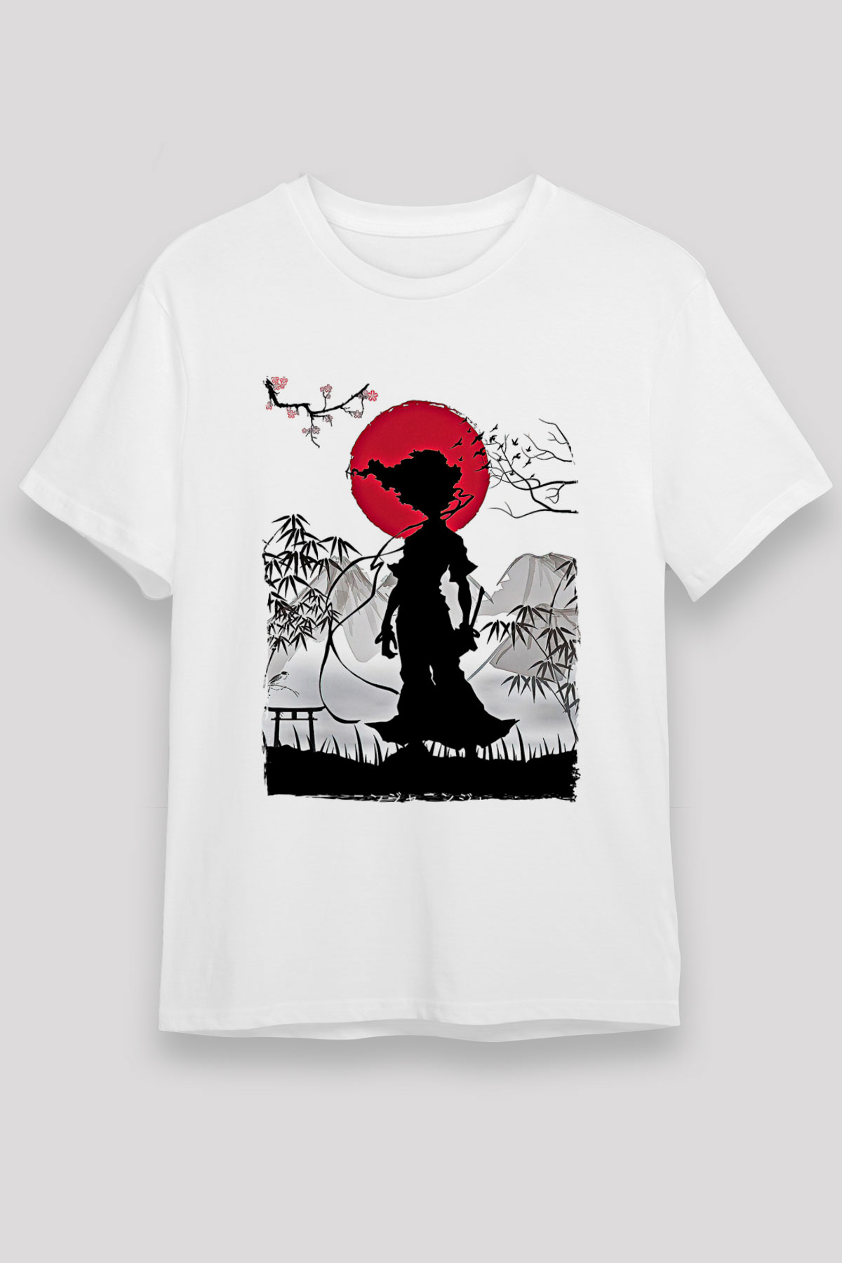 Afro Samurai Unisex Baskılı Beyaz Tişört - Tshirt