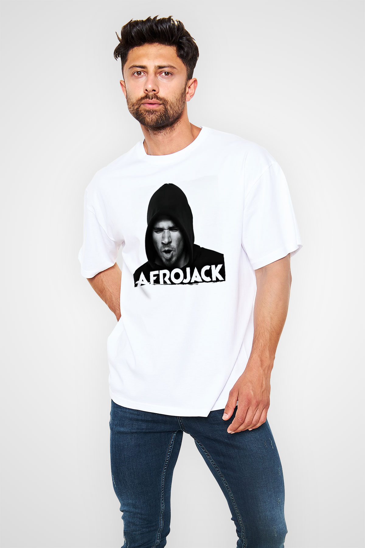 Afrojack Beyaz Oversize Tişört Oversize T-shirt - TişörtFabrikası