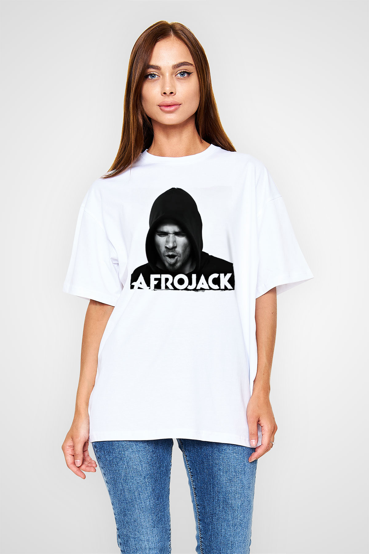 Afrojack Beyaz Oversize Tişört Oversize T-shirt - TişörtFabrikası
