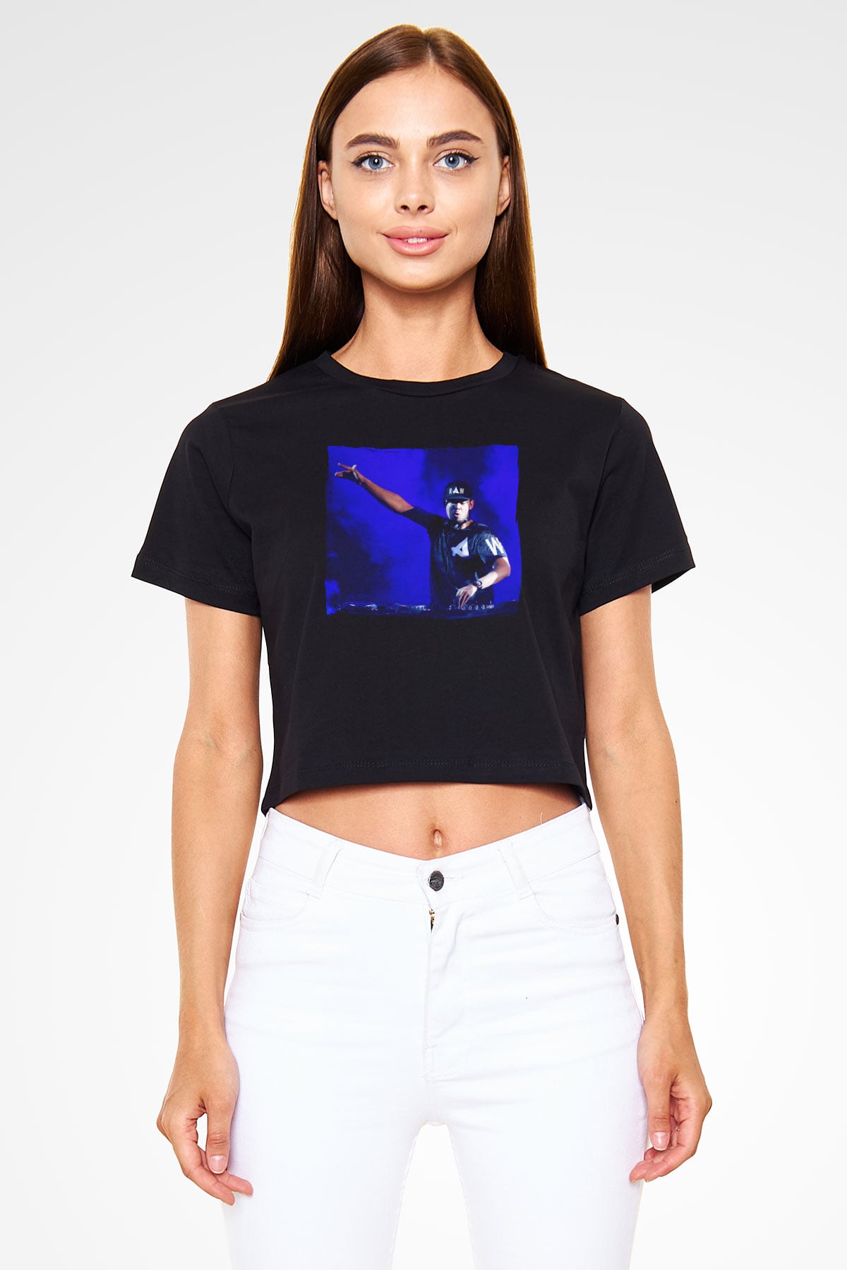 Afrojack Siyah  Crop Top Tişört