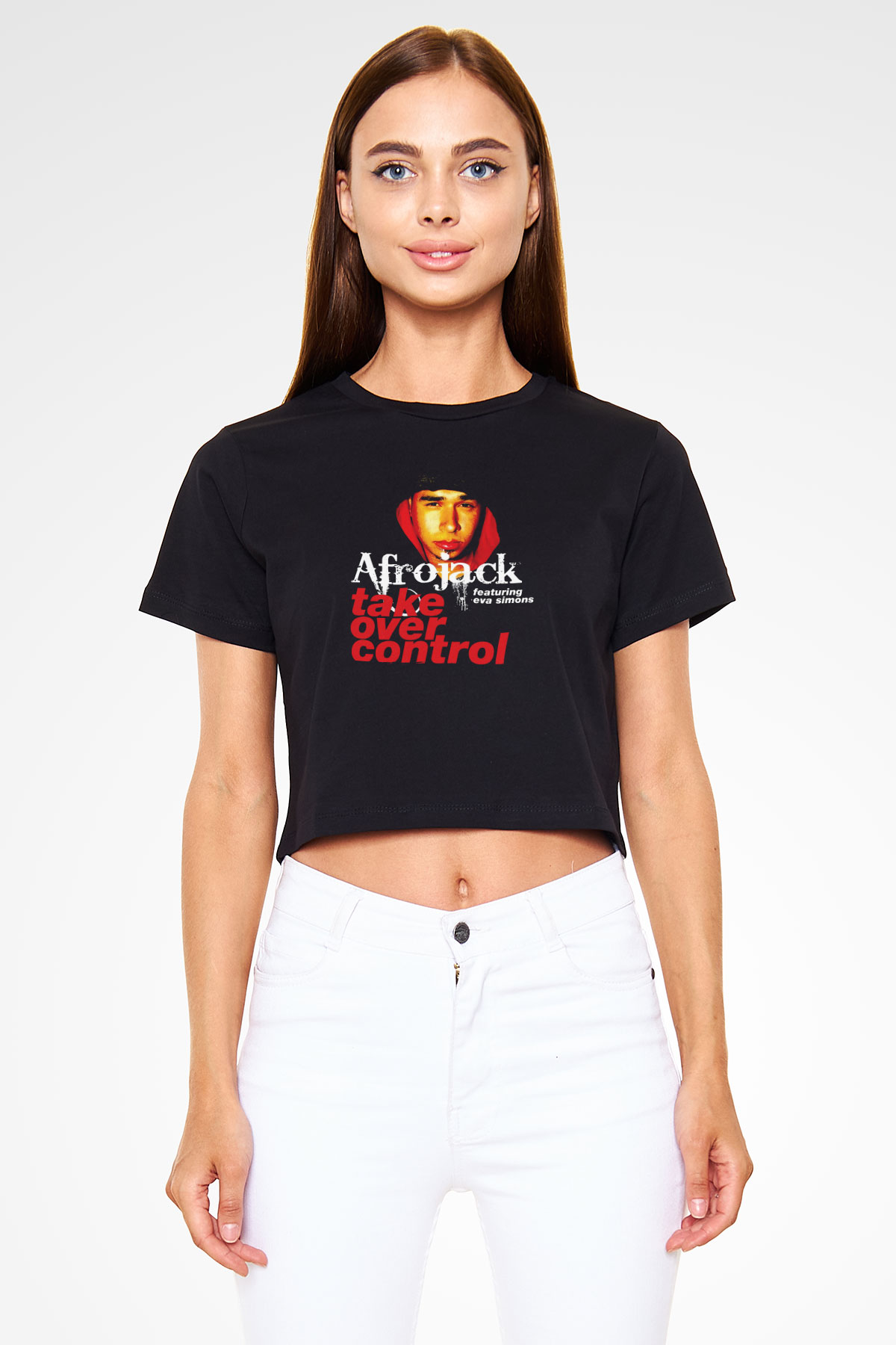 Afrojack Siyah  Crop Top Tişört