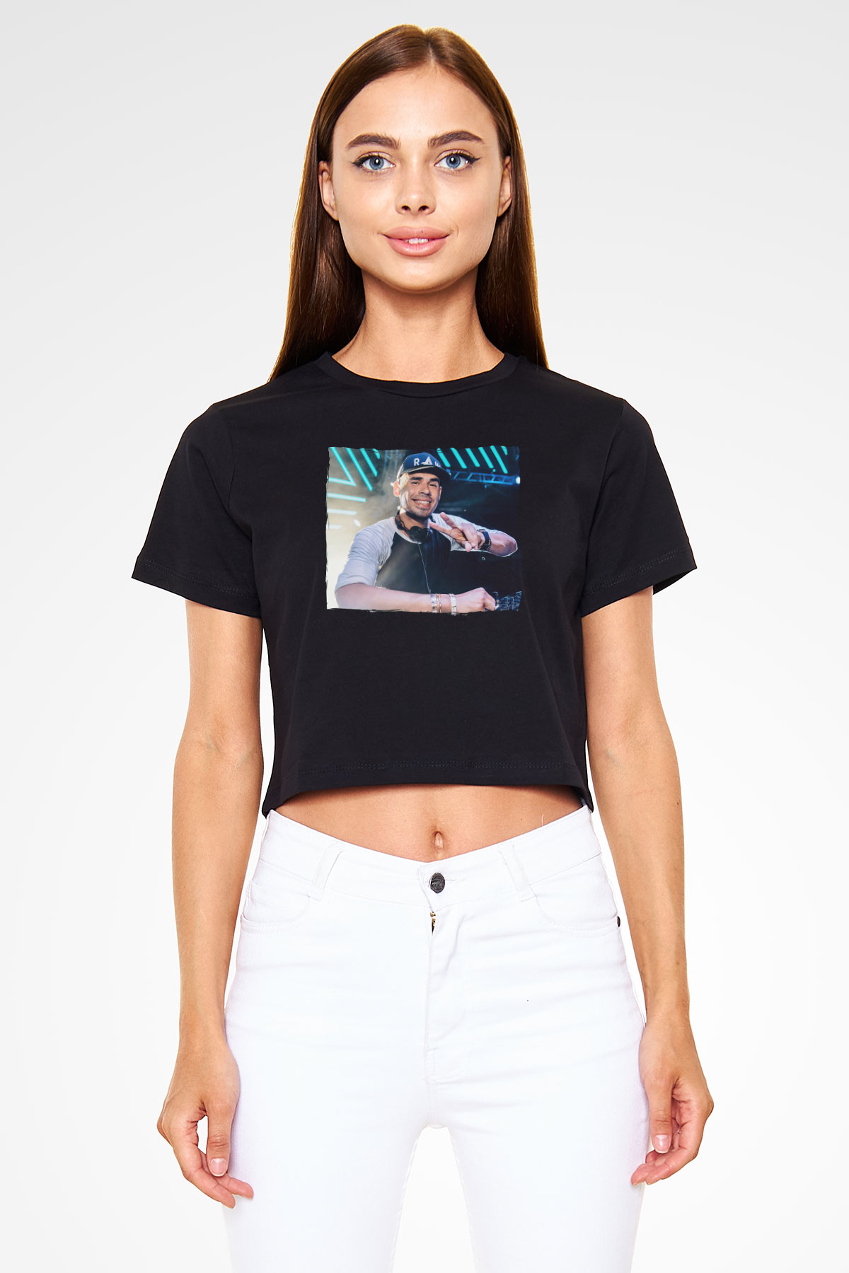 Afrojack Siyah  Crop Top Tişört
