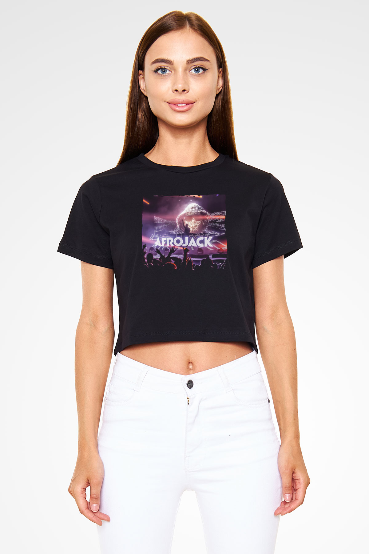 Afrojack Siyah  Crop Top Tişört