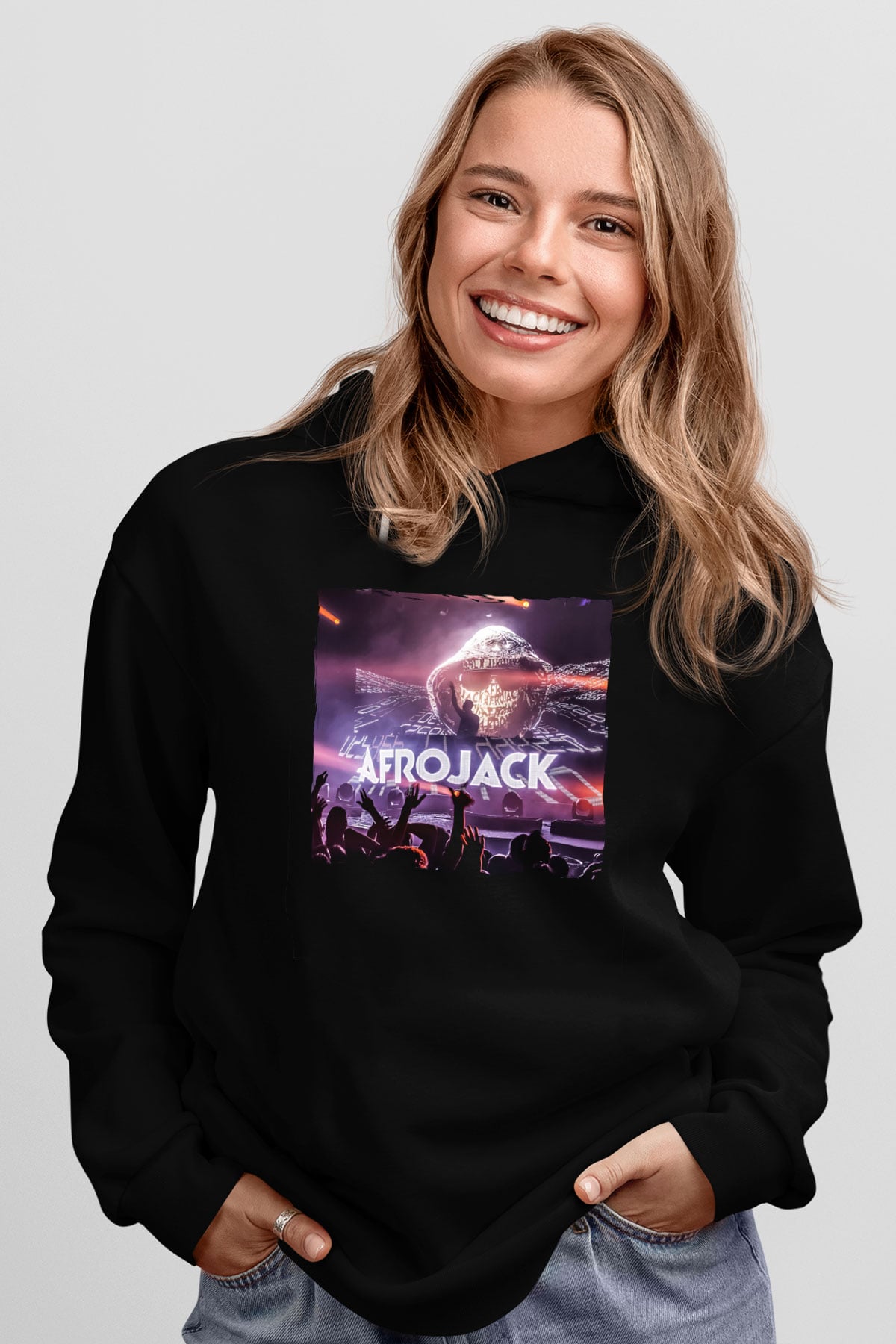 Afrojack Siyah Unisex Kapüşonlu Sweatshirt