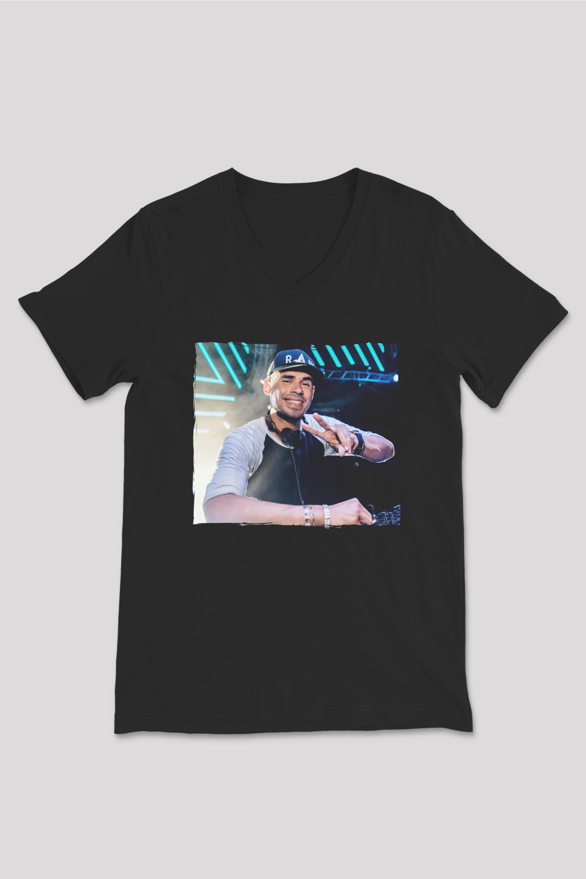 Afrojack Siyah Unisex V Yaka Tişört