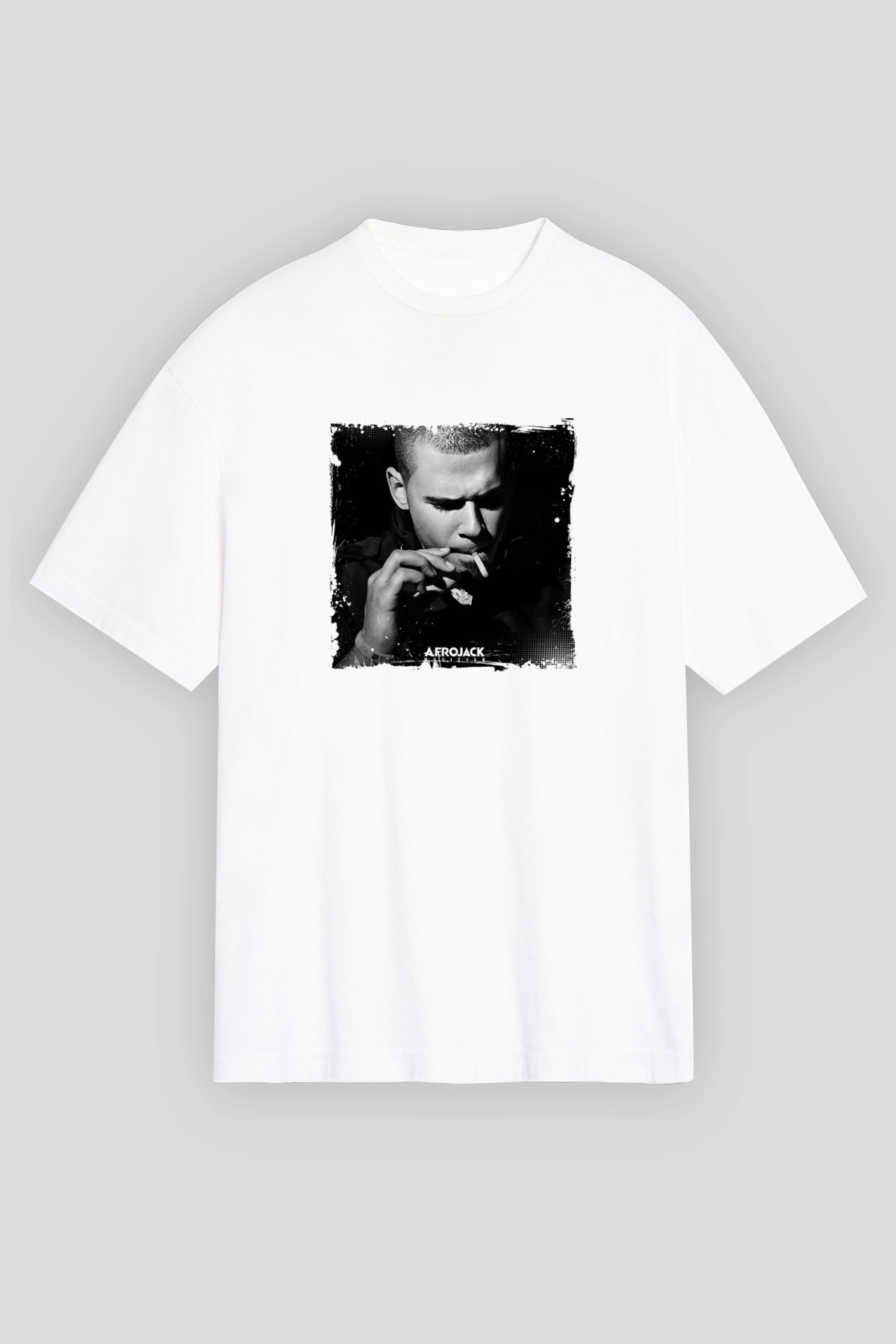 AfrojackBaskılı Beyaz Oversize Tişört