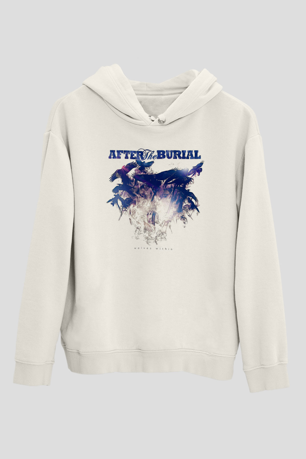 After The Burial Baskılı Beyaz Unisex Kapüşonlu Sweatshirt