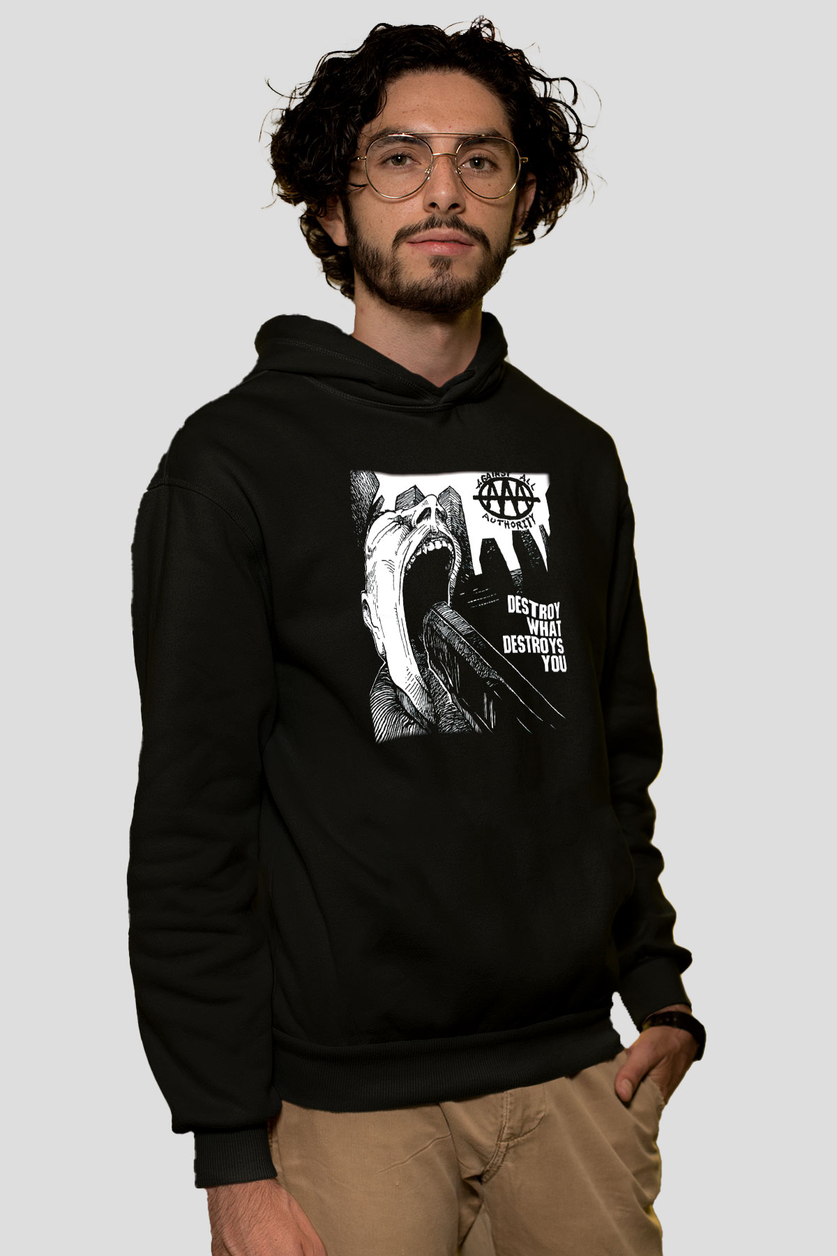 Against All Authority Siyah Unisex Hoodie