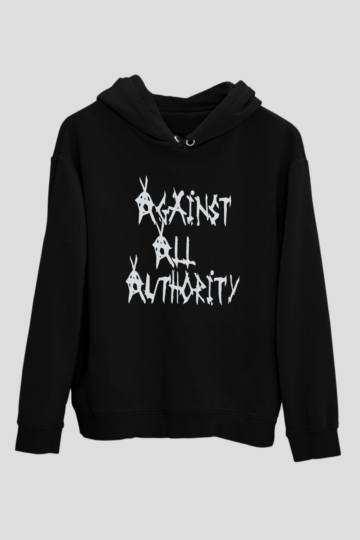 Against All Authority Siyah Unisex Kapüşonlu Sweatshirt