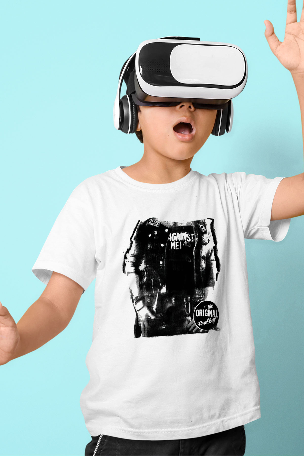Against Me Baskılı Beyaz Unisex Çocuk Tişört