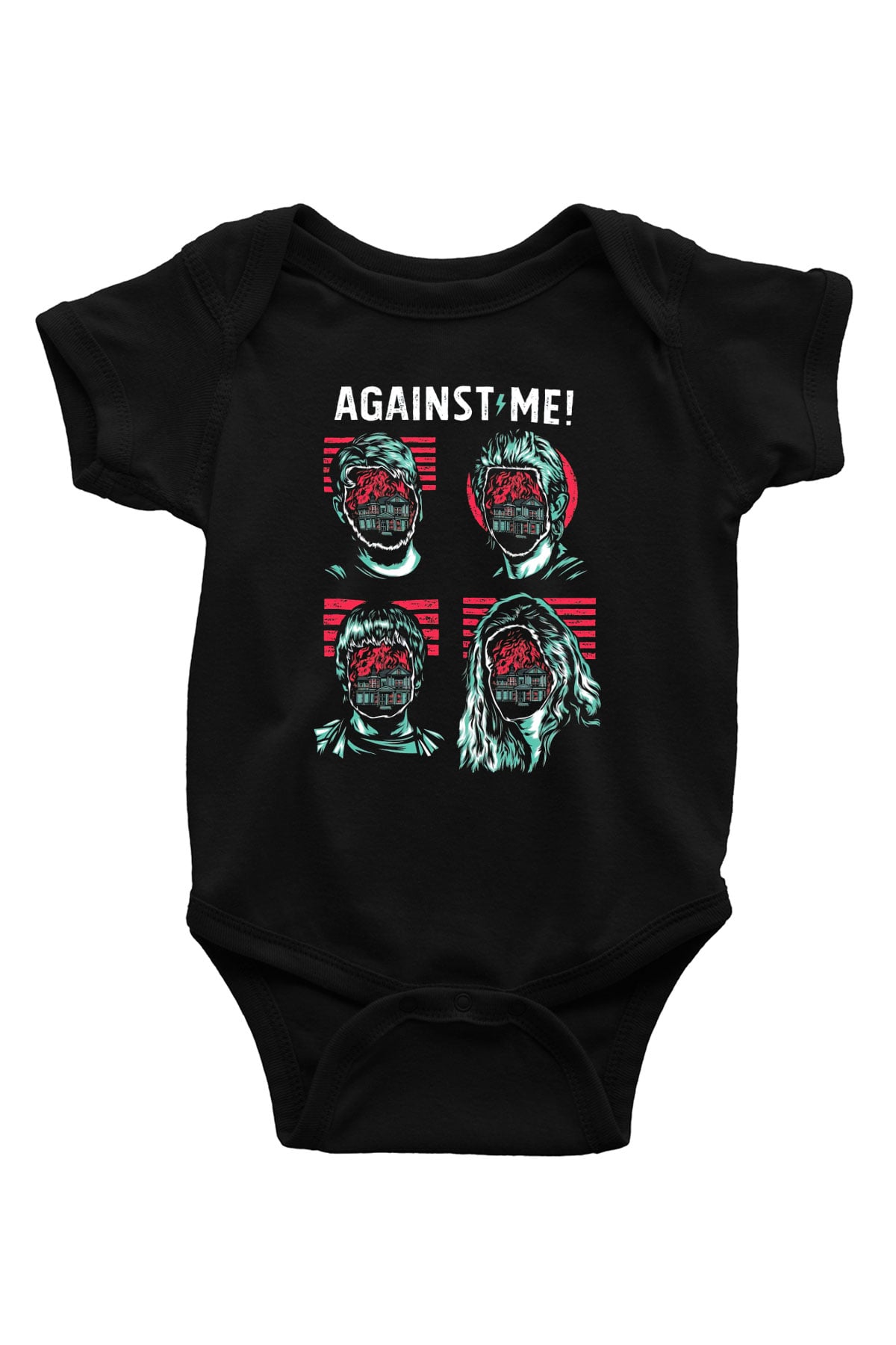 Against Me Baskılı Siyah Bebek Body - Zıbın
