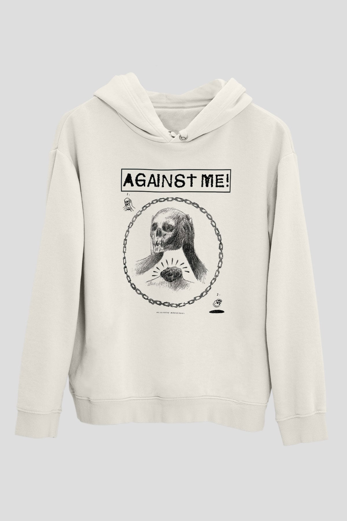 Against Me Beyaz Unisex Kapşonlu Sweatshirt