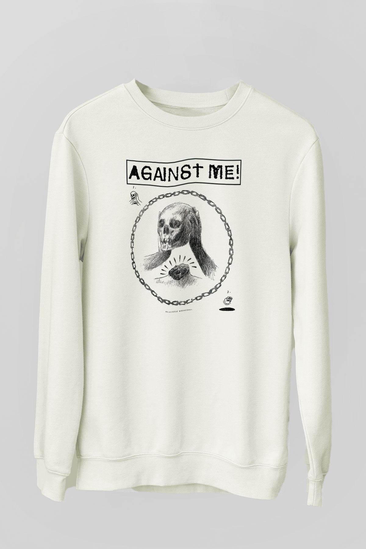 Against Me Beyaz Unisex Sweatshirt