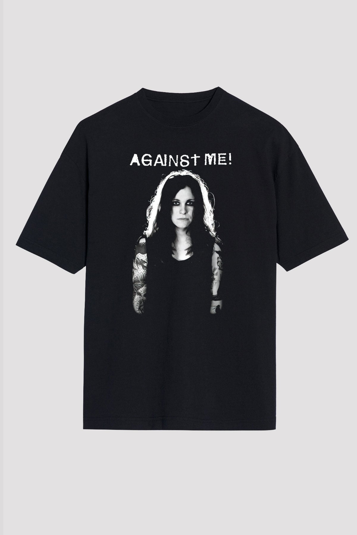Against Me Siyah Unisex Oversize Tişört T-Shirt