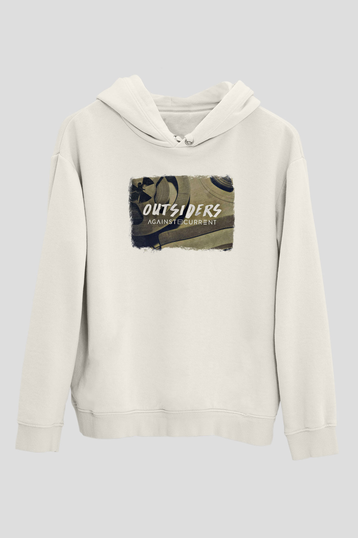 Against The Current Baskılı Unisex Beyaz Hoodie