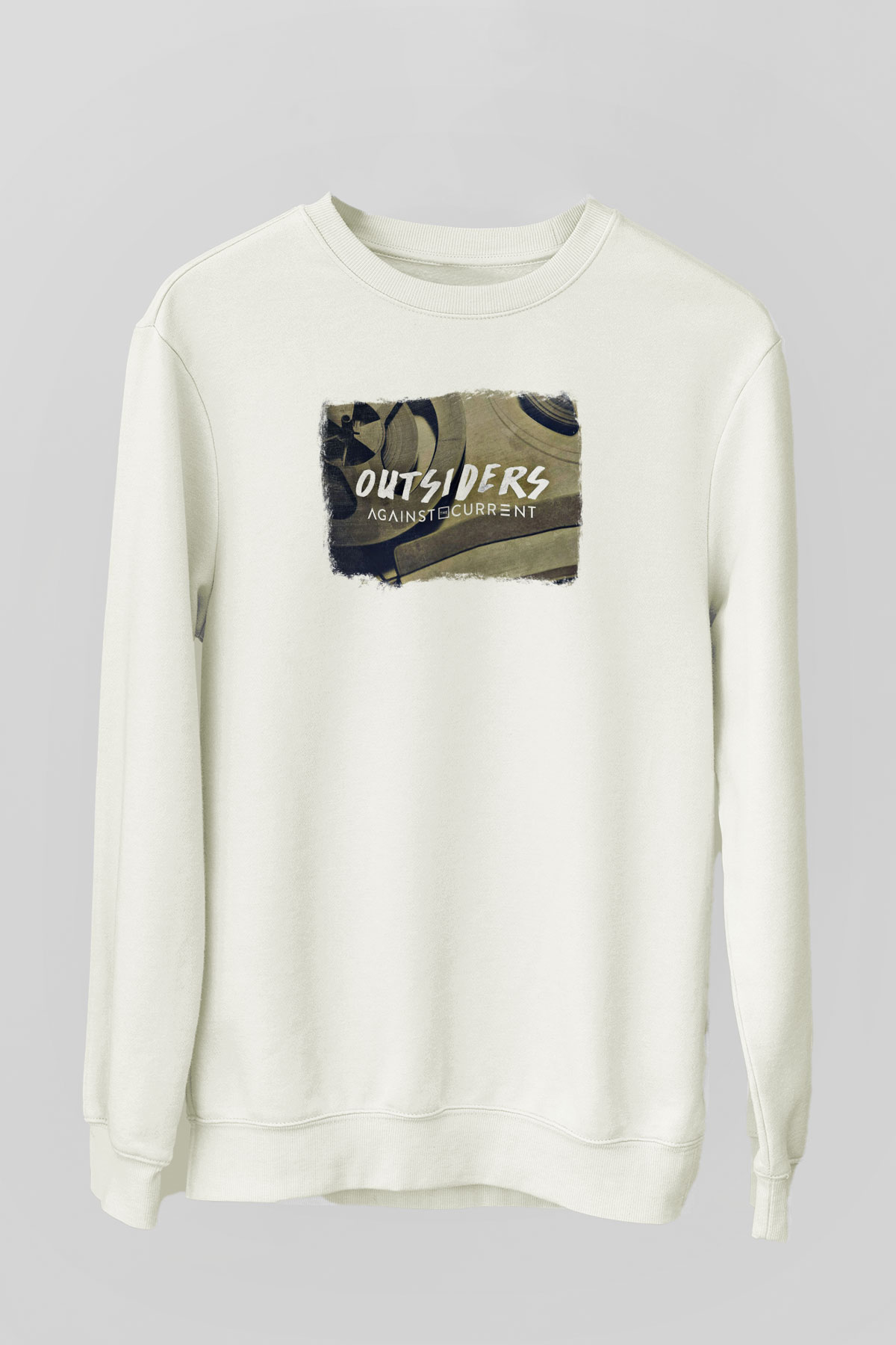Against The Current Baskılı Unisex Beyaz Sweatshirt