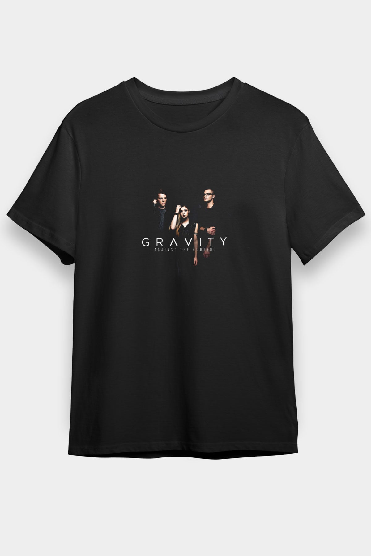 Against The Current Baskılı Unisex Siyah Tişört