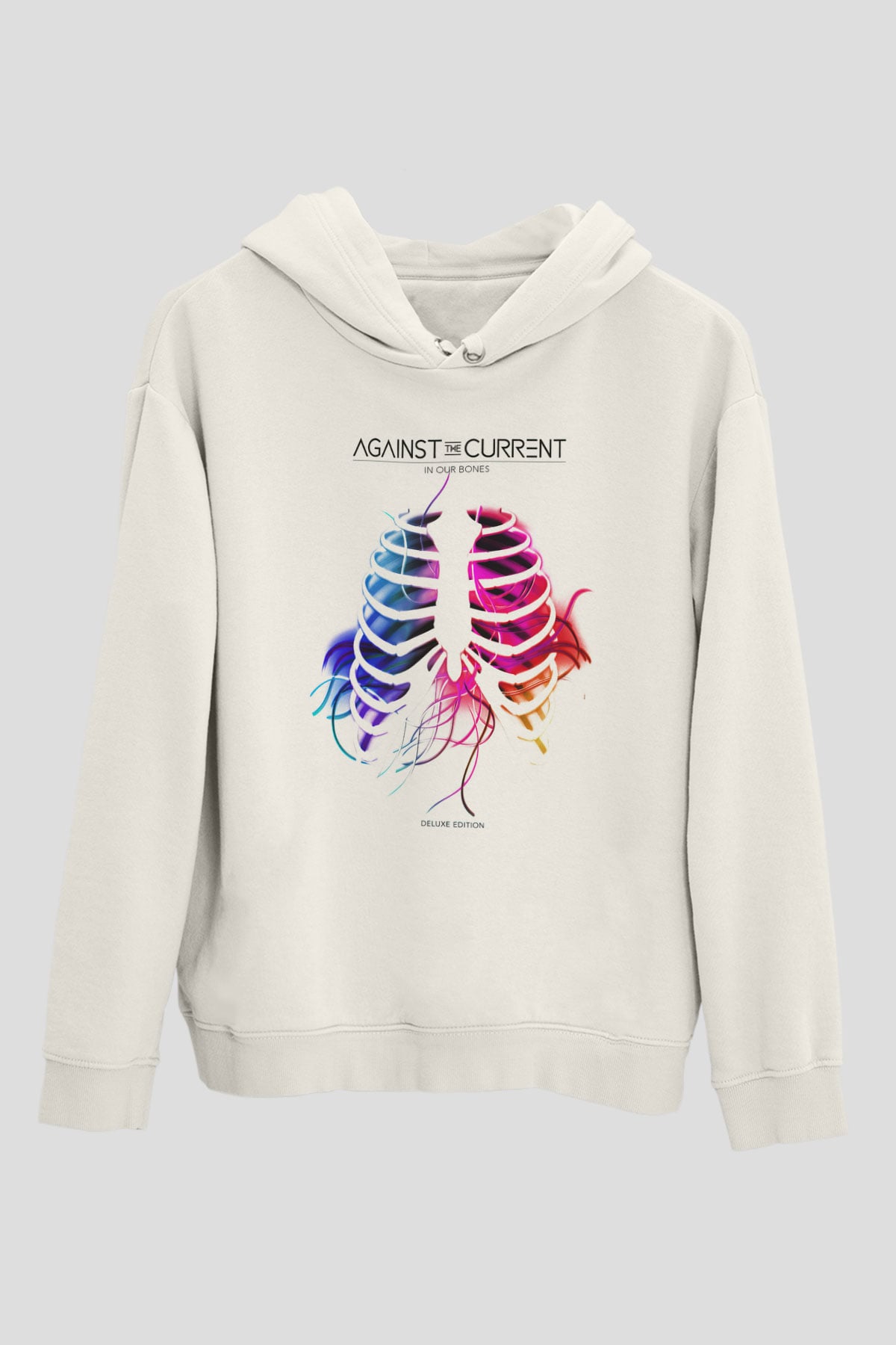 Against The Current Beyaz Unisex Kapşonlu Sweatshirt