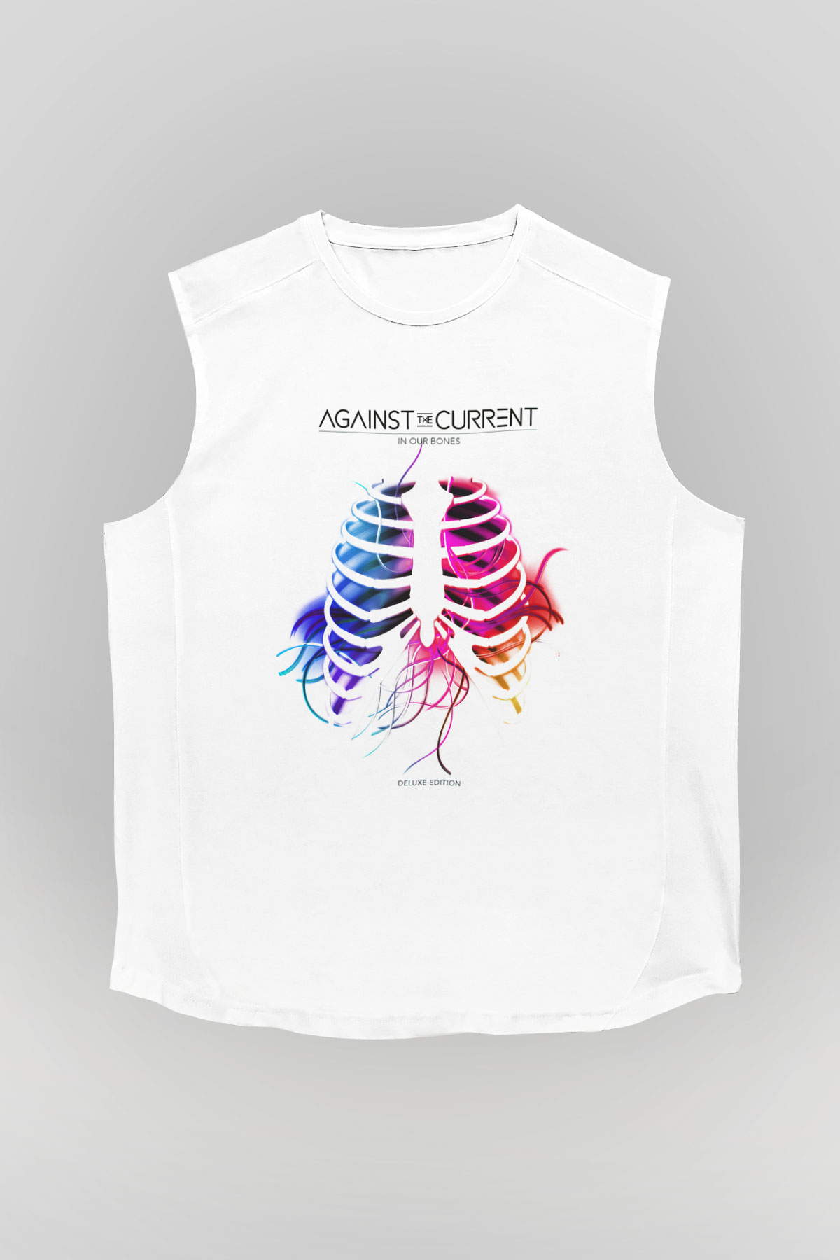 Against The Current Beyaz Unisex Kolsuz Tişört