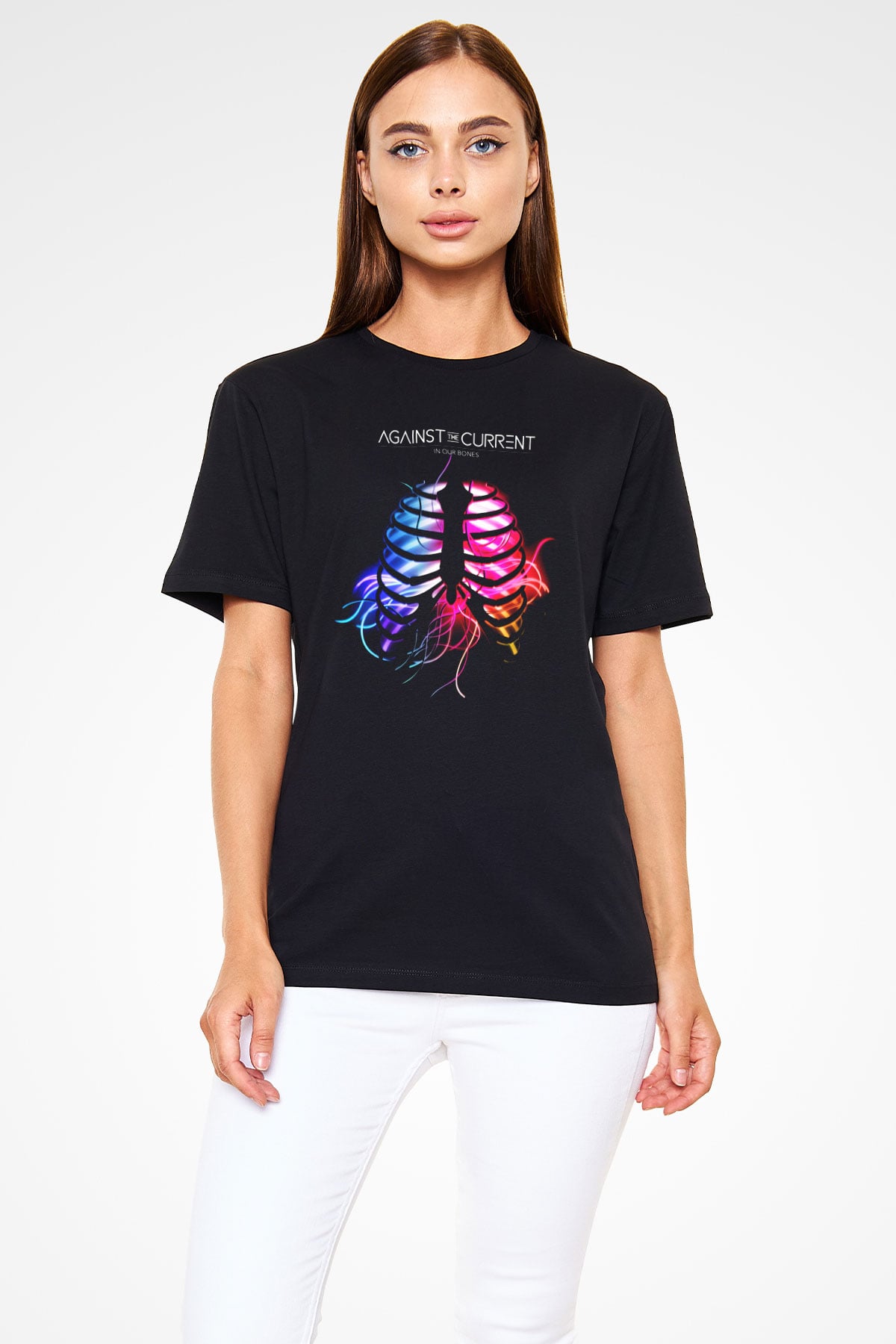 Against The Current Siyah Unisex Tişört T-Shirt - TişörtFabrikası