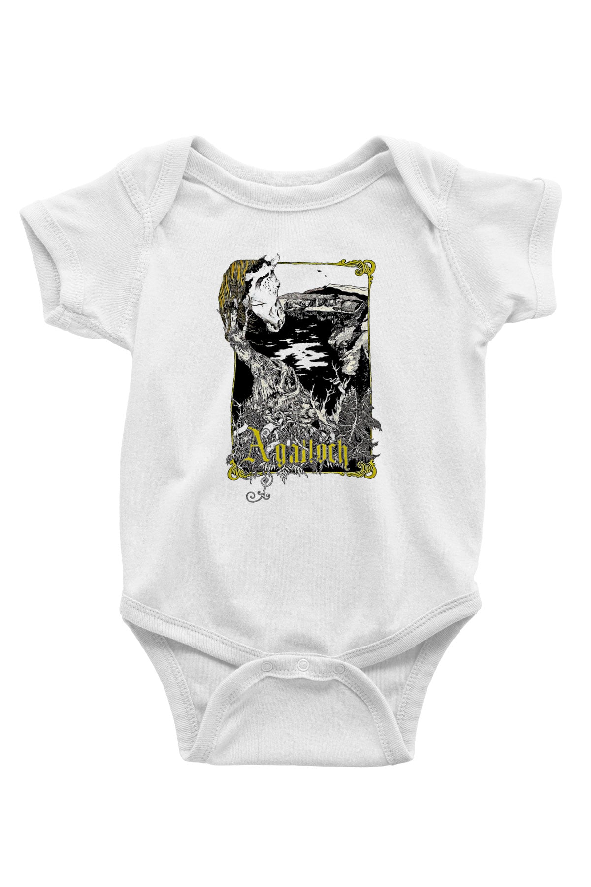 Agalloch Baskılı Beyaz Unisex Bebek Body - Zıbın