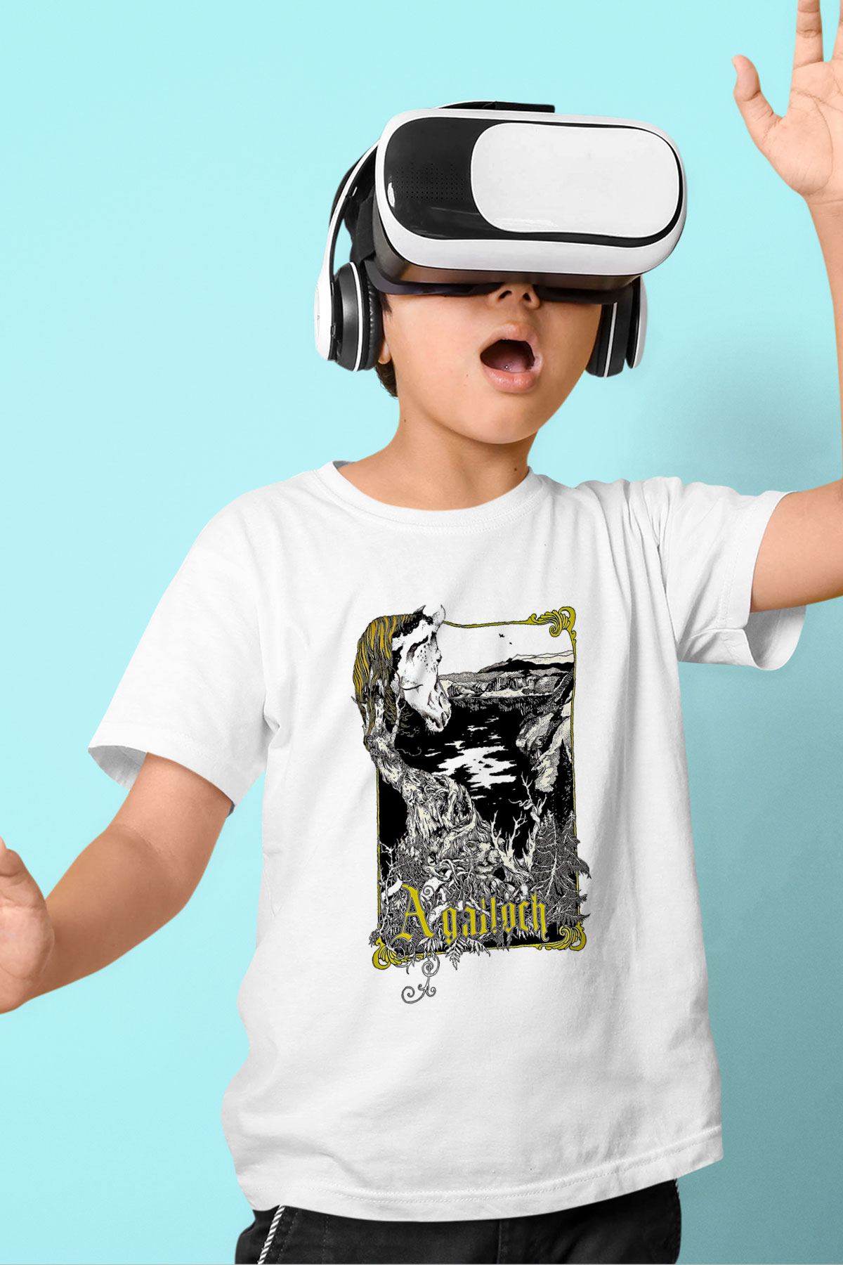 Agalloch Baskılı Beyaz Unisex Beyaz Çocuk Tişört - Tshirt