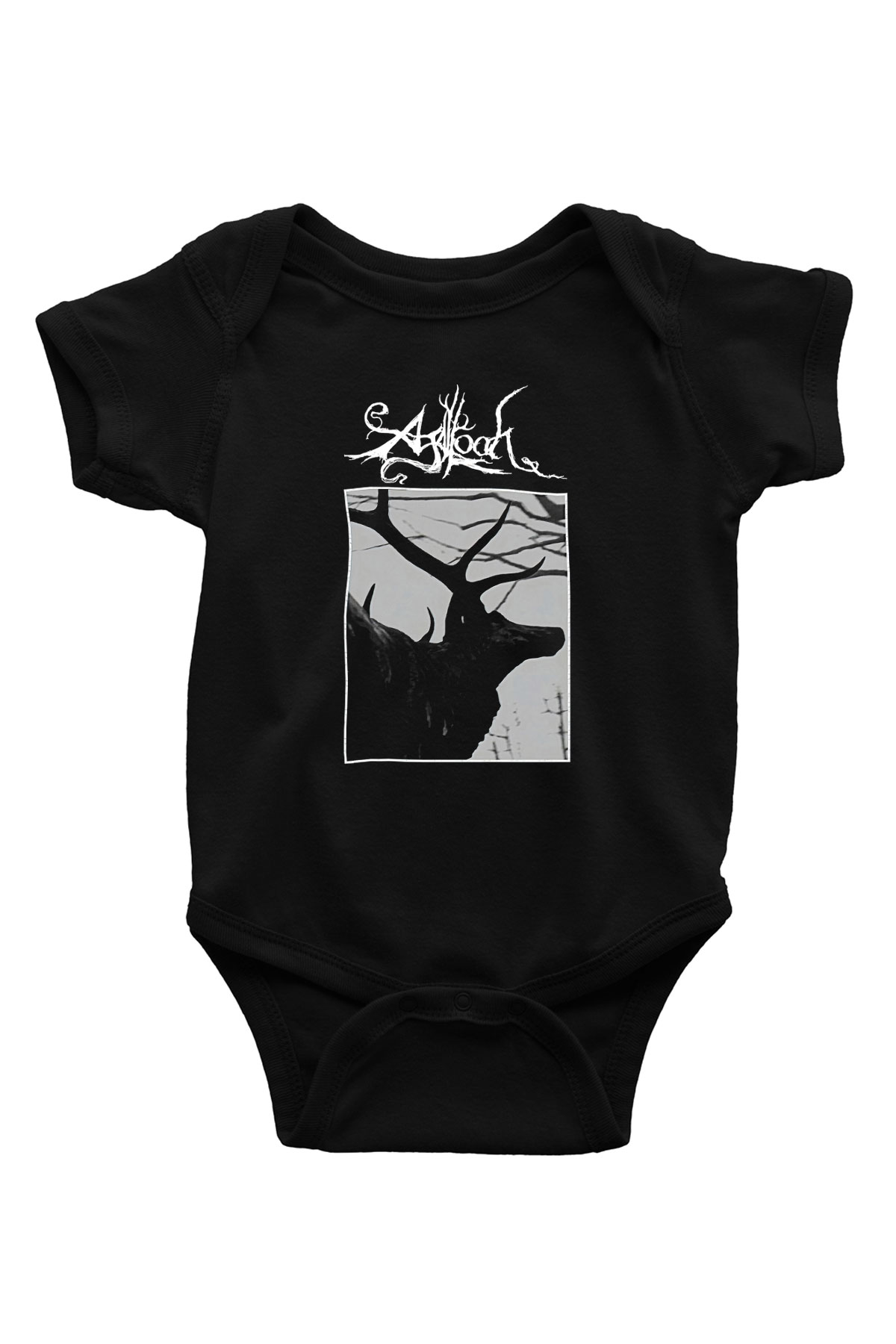 Agalloch Baskılı Unisex Siyah Bebek Body - Zıbın