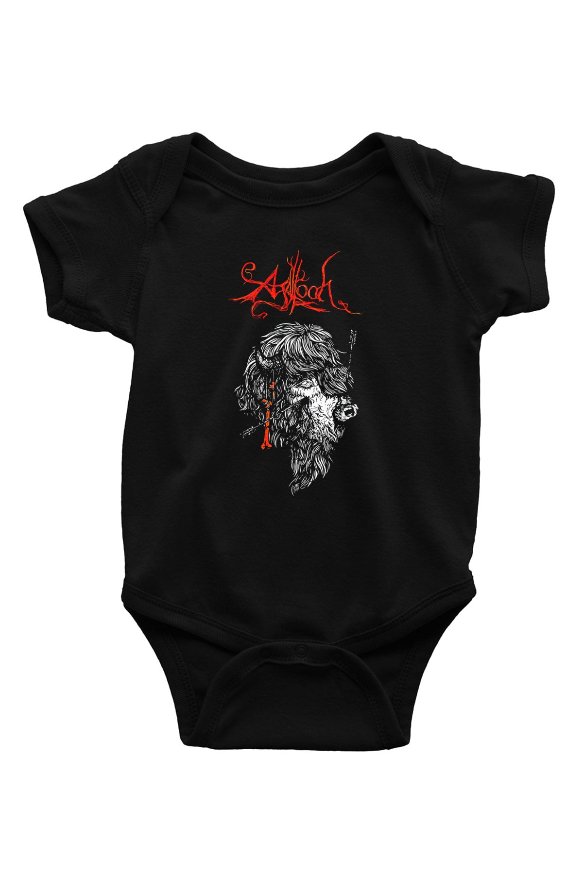 Agalloch Baskılı Unisex Siyah Bebek Body - Zıbın